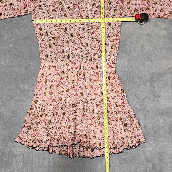 Velvet by Graham & Spencer Aubrey Printed Peasant Dress Pink Floral Print Medium - Picture 11 of 14